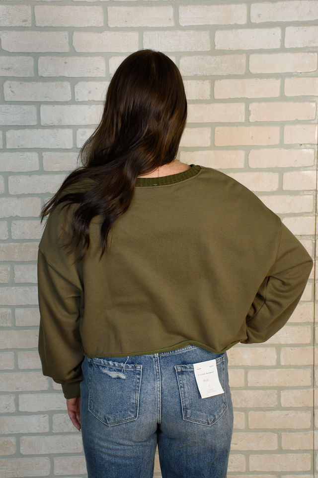 Drop Shoulder Cropped Sweatshirt