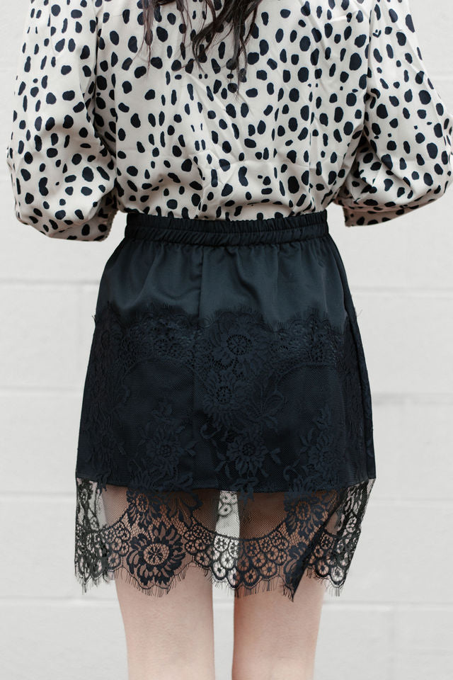 Lace Hem A-Line Mini Skirt