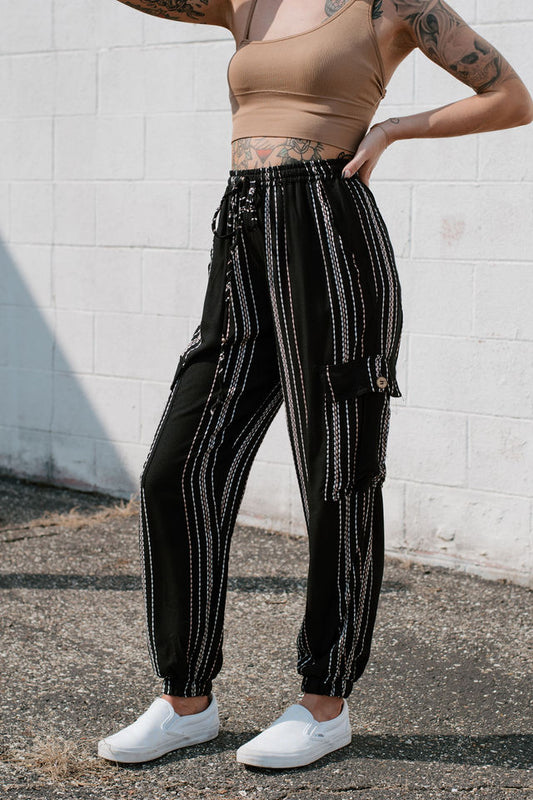 Striped Cargo Jogger Pants