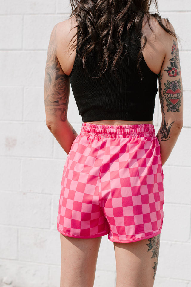 Checkered Drawstring Casual Shorts